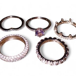 Pandora Rose Gold and Silver Rings Set